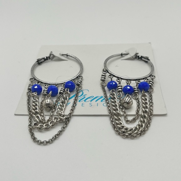 Premier Designs New Old Stock Necklace Earrings Set Silver Tone Rhinestones - Picture 3 of 6